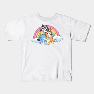 Bluey And Mom Rainbow Kids T-Shirt